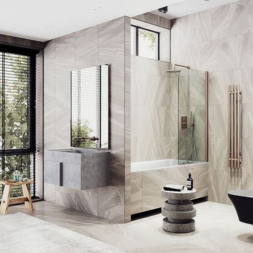 Душевая шторка на ванну Maybah Glass MGV-600-2 80х140 стекло прозрачное профиль бронза ориентация универсальная - фото 2