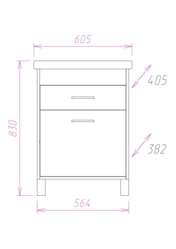 Тумба под раковину Onika Натали 106001 60х40 напольная цвет белый/бежевый - фото 3