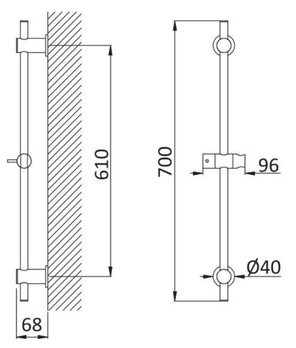 Душевая штанга Cezares CZR CZR-B-SD-NOP цвет черный - фото 2