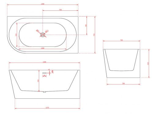 Ванна акриловая Abber AB9257-1.5 R 150х80 пристенная асимметричная с каркасом - фото 4