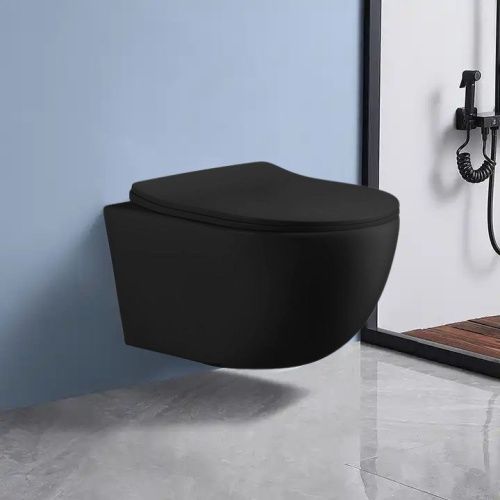 Унитаз подвесной Cerutti SPA CT10017 черный с сиденьем микролифт безободковый каскадный смыв - фото 2