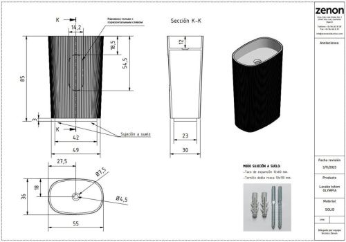 Раковина из искусственного камня Zenon Olympia 4000.000.000.000.39681 60х40 напольная цвет белый - фото 2