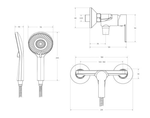 Смеситель BelBagno AURORA AURORA-ESDM-CRM настенный хром - фото 4