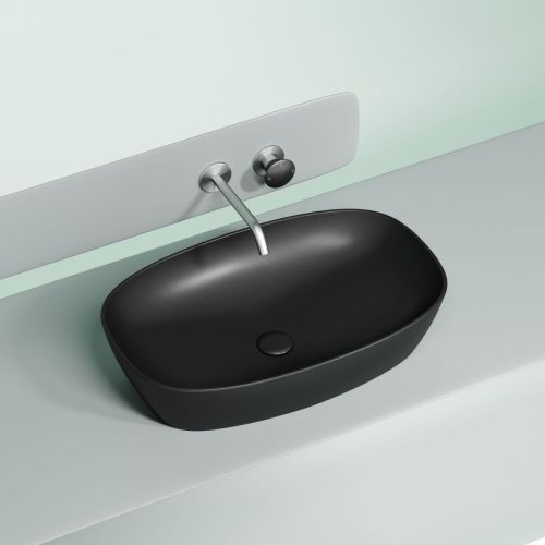 Раковина из сантехнического фарфора Ceramica Nova ELEMENT CN6049MB 60х40 накладная цвет черный без отверстий под смеситель - фото 2