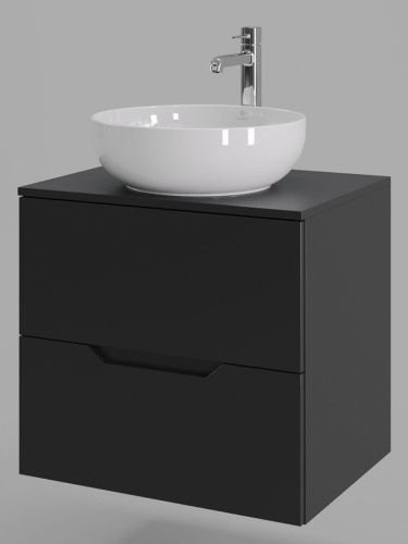 Тумба с раковиной Orange Line Li-60TubMDF+B07-420W 60х50 подвесная цвет черный - фото 2