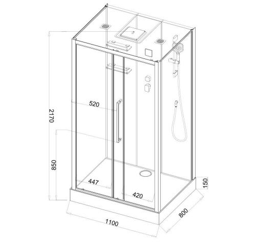 Душевая кабина Acquazzone Melissa 110 110х80 прямоугольная с крышей ориентация универсальная - фото 3