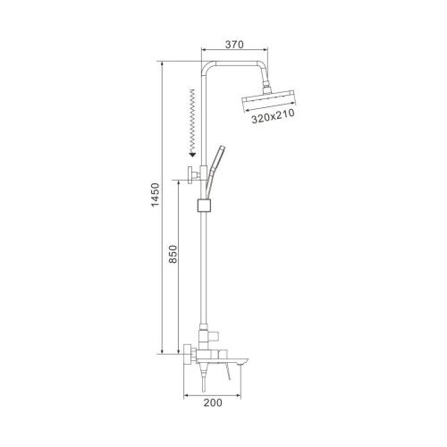 Душевая стойка Shevanik S4436T настенная цвет оружейная сталь - фото 3