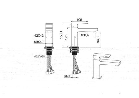 Смеситель Wonzon & Woghand Cube 2.0 WW-88018068-CR на раковину хром