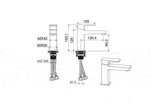 Смеситель Wonzon & Woghand Cube 2.0 WW-88018068-BG на раковину золото - фото 2