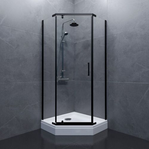 Душевой уголок Тритон Дека Щ0000062933 100х100 стекло прозрачное профиль черный с поддоном - фото 3