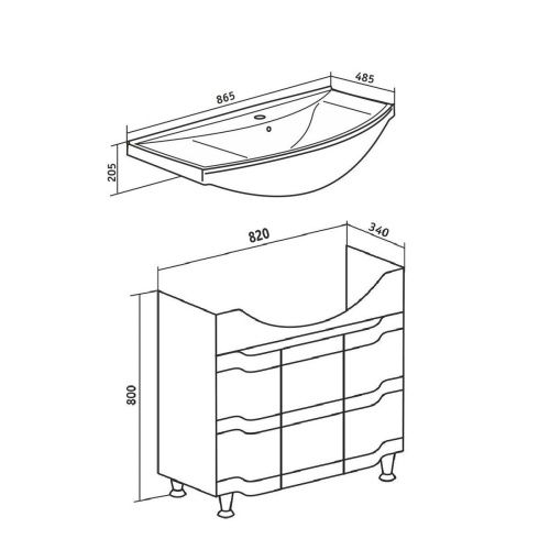 Тумба под раковину Runo Стиль 00000001113 80х30 напольная цвет белый - фото 4