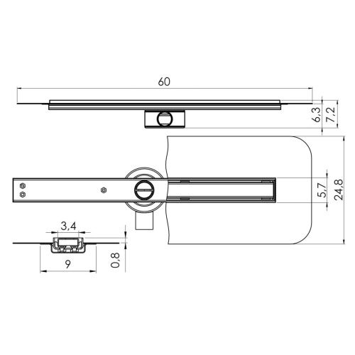 Душевой лоток New Trendy VIMO SLIM OL-0046 60х5 хром - фото 3