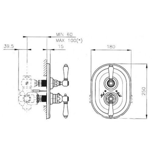 Смеситель для душа Nicolazzi Petit Mont Blanc 4909CR78 встраиваемый в стену хром (внешняя часть) - фото 2