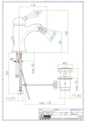 Смеситель Fiore Imperiale Sky 82ZZ5321 на биде бронза - фото 2