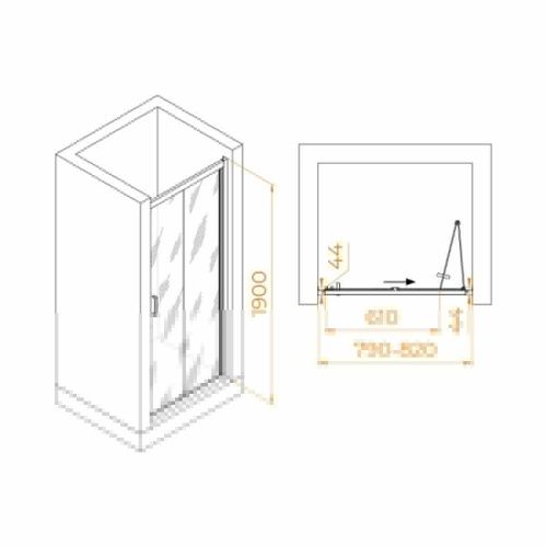 Душевая дверь RGW Passage 06082108-11 80х190 стекло прозрачное профиль хром - фото 2