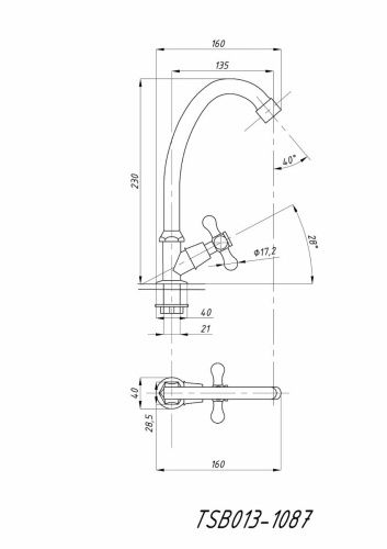 Кран для холодной воды TSARSBERG TSB-013-1087 на мойку хром - фото 3