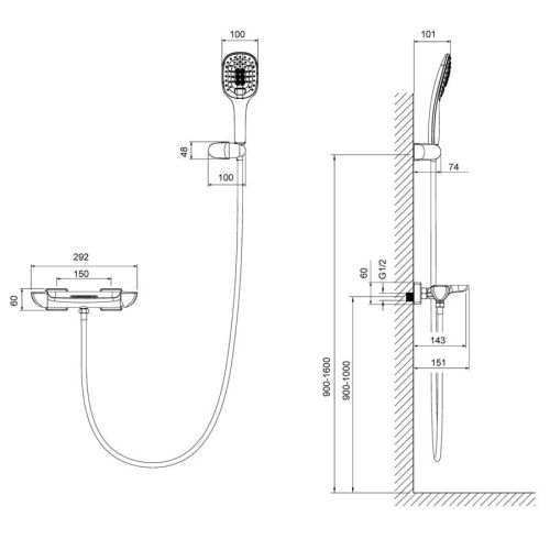 Смеситель для ванны и душа Timo Helmi 4024/00-16Y настенный белый/хром - фото 2