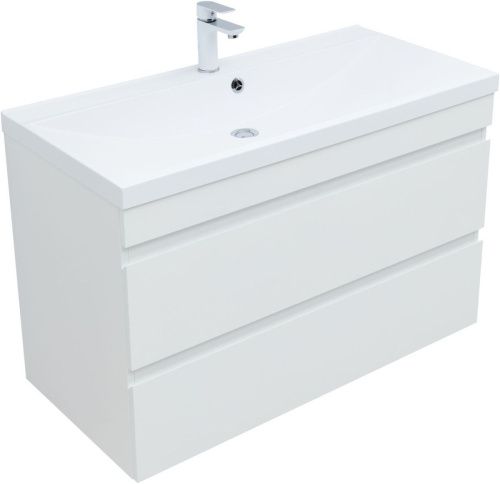 Тумба под раковину Aquanet Нота NEW 00335420 100х50 подвесная цвет белый - фото 3