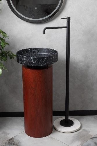 Раковина из искусственного камня Boheme Corian 801-NM 40х40 накладная цвет черный - фото 3