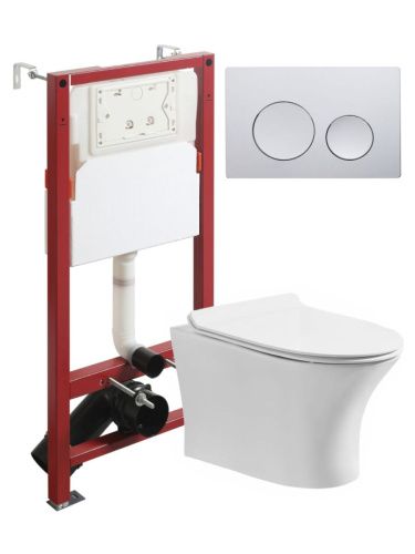 Комплект унитаз с инсталляцией и клавишей смыва Orange CI01-100W+APB100 - фото 2