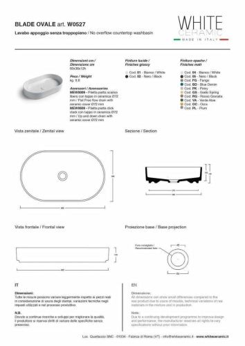 Раковина керамическая White Ceramic Blade W0527OC 60х40 накладная цвет оранжевый - фото 2