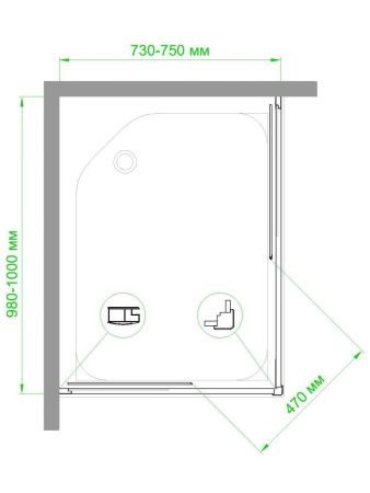Душевой уголок Royal Bath HPD RB7510HPD-T 100х75 стекло прозрачное профиль белый без поддона
