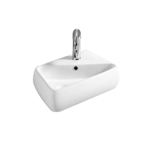 Раковина из сантехнического фаянса CeramaLux 9275L 50х30 подвесная цвет белый 1 отверстие под смеситель - фото 2