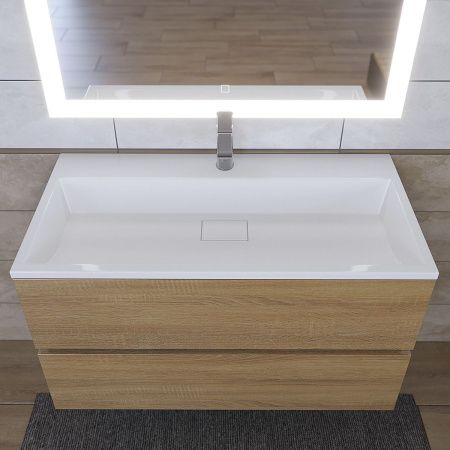 Тумба под раковину Uperwood Barsa 2937205251 90х50 подвесная цвет коричневый/белый