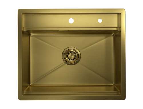 Кухонная мойка Granula Kitchen Space 6051, ЗОЛОТО САТИН 60х50 цвет золото поверхность матовая - фото 3