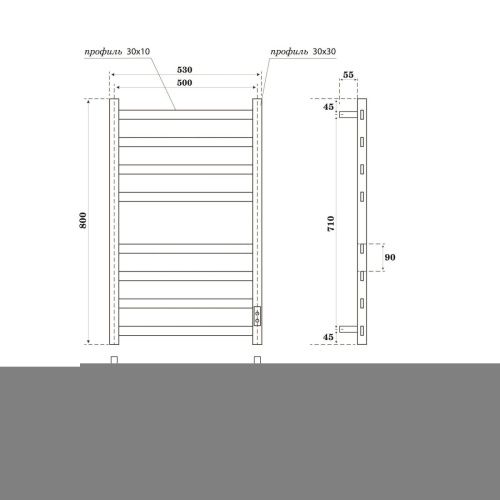 Полотенцесушитель электрический Point Меркурий PN83858GR 55х80 серый - фото 2