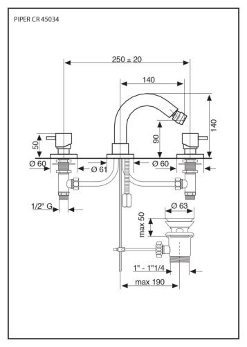 Смеситель Emmevi Piper 45034/CR на биде хром - фото 2