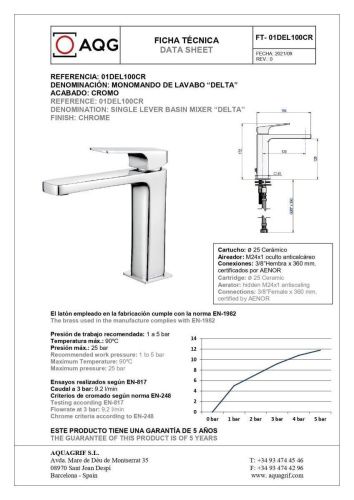 Смеситель AQG Delta 01DEL100CR на раковину хром - фото 2