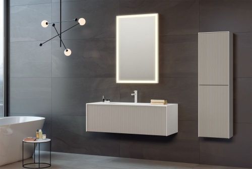 Тумба с раковиной Orka Cube 3000373 80х50 подвесная цвет бежевый/белый - фото 3