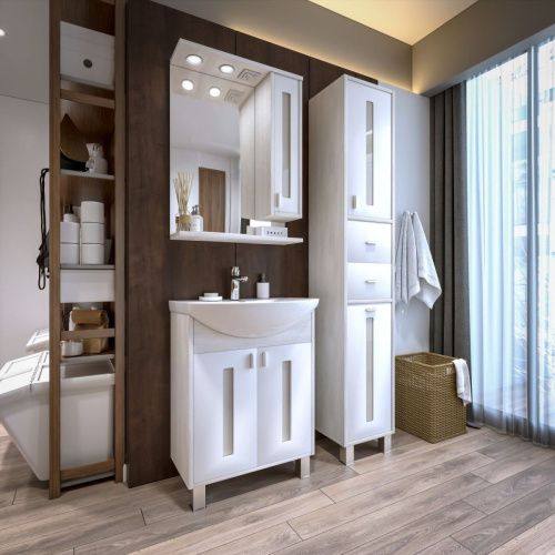 Зеркало-шкаф Бриклаер Бали 4627125412004 60х80 подвесной цвет белый/бежевый - фото 4