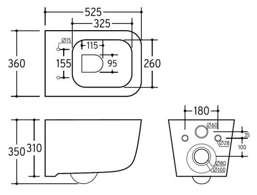 Унитаз подвесной CHARUS TORRE BIANCA EWC700-126W белый с сиденьем микролифт безободковый каскадный смыв - фото 5