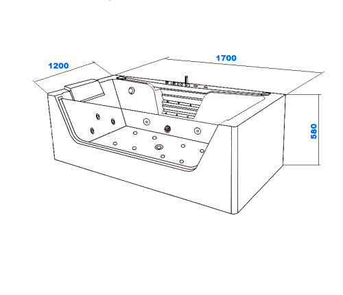 Ванна акриловая гидромассажная Cerutti SPA C-478A 170х120 пристенная прямоугольная с ножками - фото 3