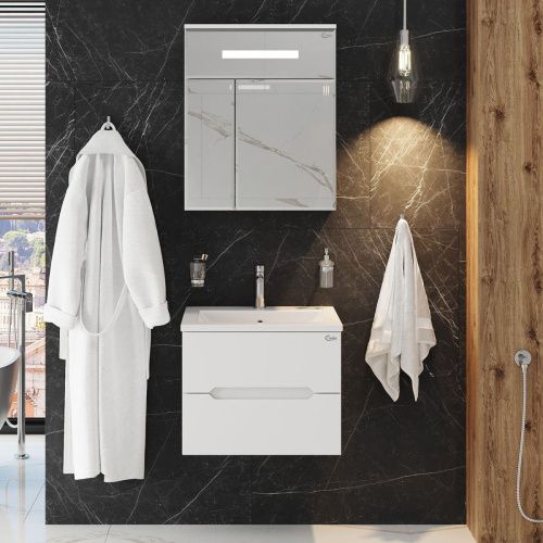 Зеркало-шкаф Onika Сигма 206034 60х70 подвесной цвет белый - фото 4