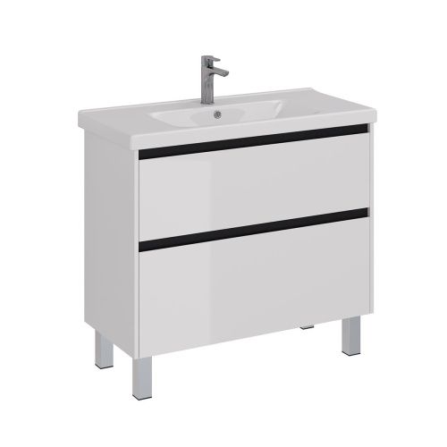 Тумба под раковину LeMark Combi LM03C100T-black 100х40 напольная цвет белый - фото 5