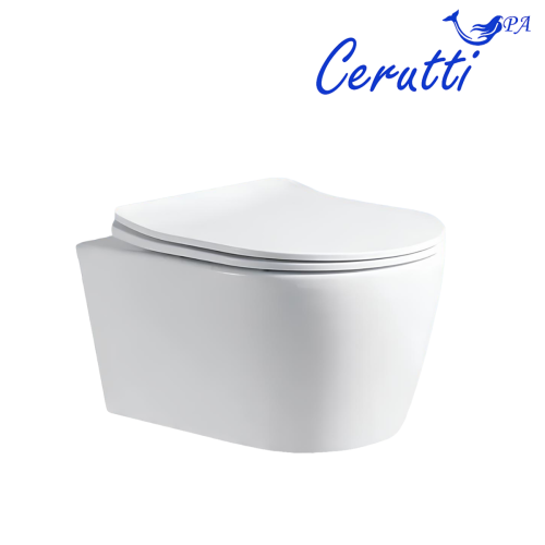 Унитаз подвесной Cerutti SPA CT10362 белый с сиденьем микролифт безободковый каскадный смыв - фото 3