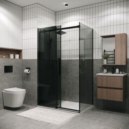 Боковая стенка Grossman Classic 200.K33.04.100.21.10 100х195 стекло тонированное профиль черный