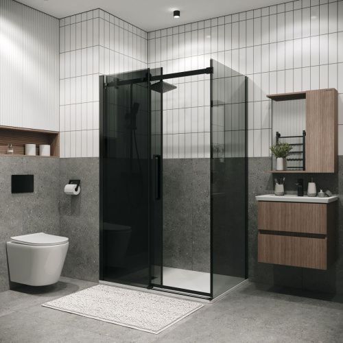 Душевая перегородка Grossman Classic 200.K33.04.90.21.10 90х195 стекло тонированное профиль черный - фото 5