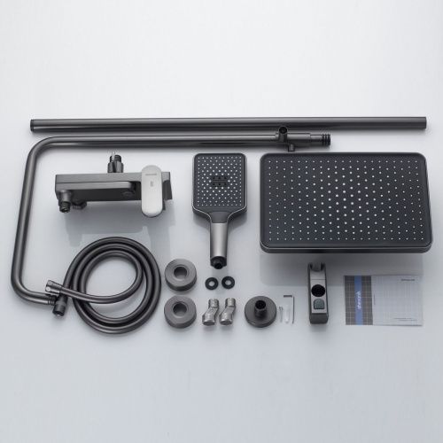 Душевая стойка Shevanik S4536T настенная цвет оружейная сталь - фото 4