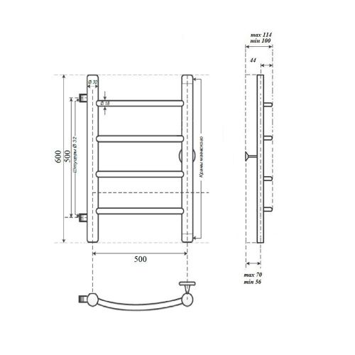 Полотенцесушитель водяной Point Афина PN04556 55х60 хром - фото 2