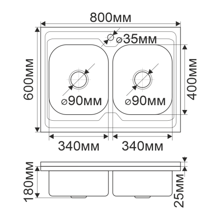Кухонная мойка Melana 061/2 (*5) 80х60 цвет хром