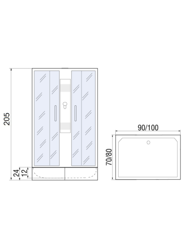 Душевая кабина River QUADRO 10000002984 90х70 прямоугольная без крыши ориентация универсальная - фото 2