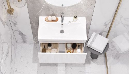 Тумба под раковину Velvex COMPO tp.COM.9696.70.1Y белый глянец 70х40 подвесная цвет белый - фото 4