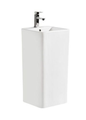 Раковина из сантехнического фаянса CeramaLux P7004L 40х40 напольная цвет белый 1 отверстие под смеситель - фото 3