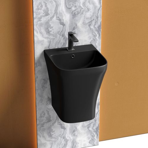 Раковина из сантехнического фарфора Ceramica Nova DION CN6067MB 40х40 подвесная цвет черный 1 отверстие под смеситель - фото 5