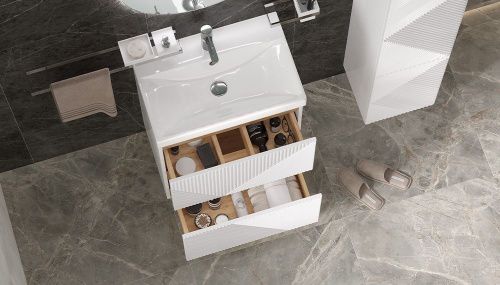 Тумба под раковину Velvex EDGE tn.EDG.9696.60.2Y белый глянец 60х40 напольная цвет белый - фото 4