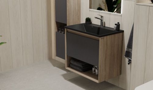 Тумба под раковину Jorno TOSSONY Toss.01.70/P/DS-A/JR 70х40 подвесная цвет черный - фото 2